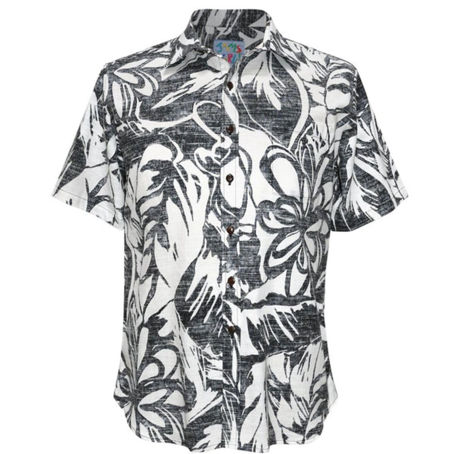 Men Jams World Cotton Shirts | Men'S Archival Collection Modern Fit Shirt - Royal Garden Black Reverse