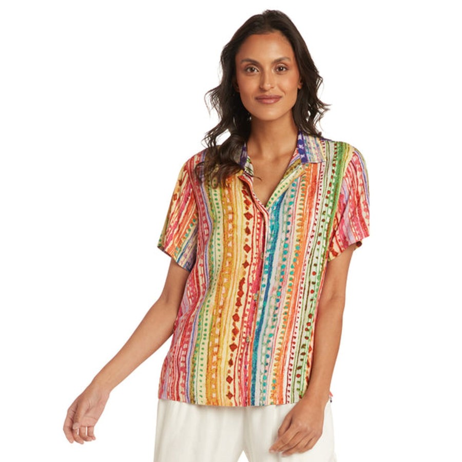 Women Jams World Print Top | Print Top - Candy Stripe