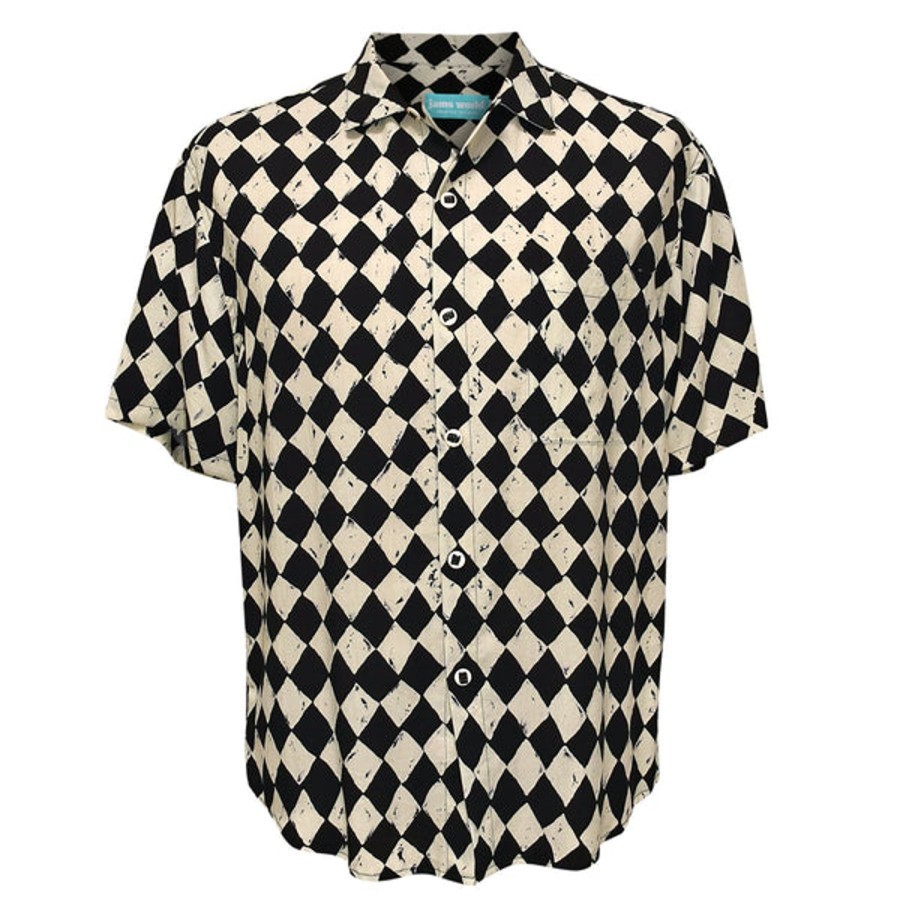 Men Jams World Rayon Classic Shirttail Hem | Rayon Classic Shirttail Hem - Folk Check Black