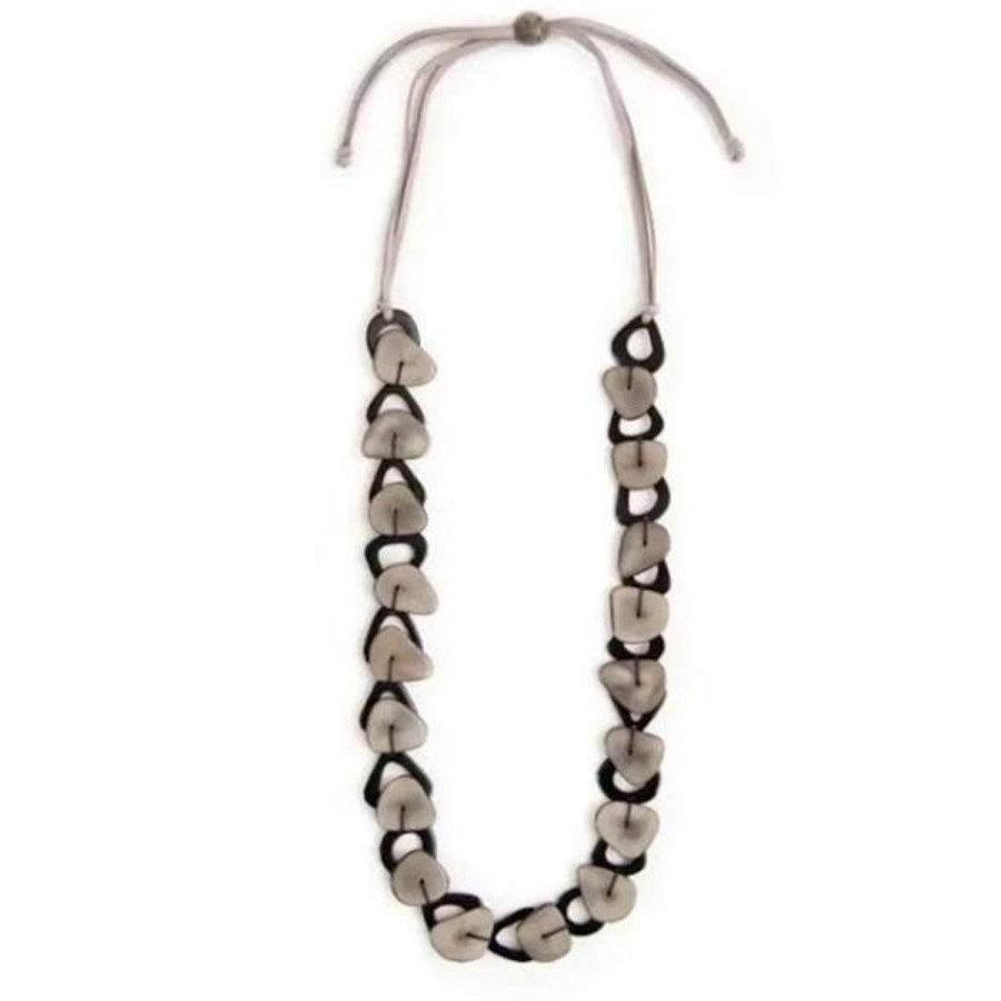 Women Jams World Jewelry | Tagua Nut Caroline Necklace - Black Charcoal Gray