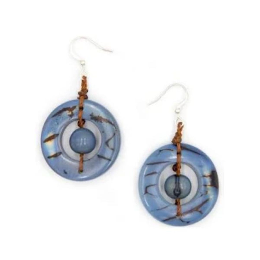 Women Jams World Jewelry | Tagua Nut Lorena Earrings - Biscayne Bay Lake Blue