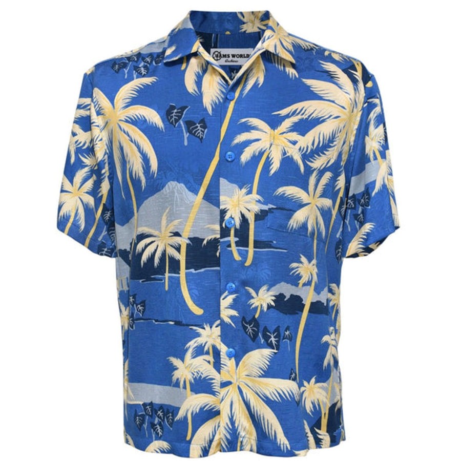 Men Jams World Retro Rayon Shirts | Men'S Retro Shirt - Palm Blue