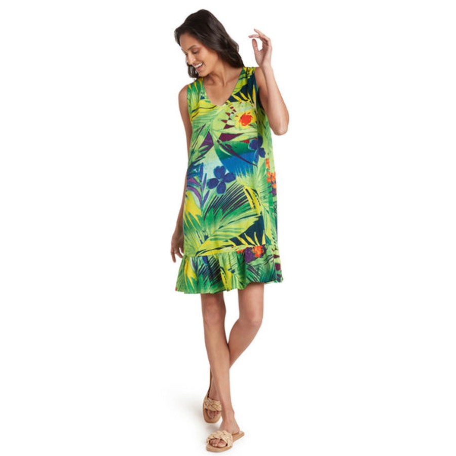 Women Jams World Beach Dresses | Ruffle Dress - Jungle Palm