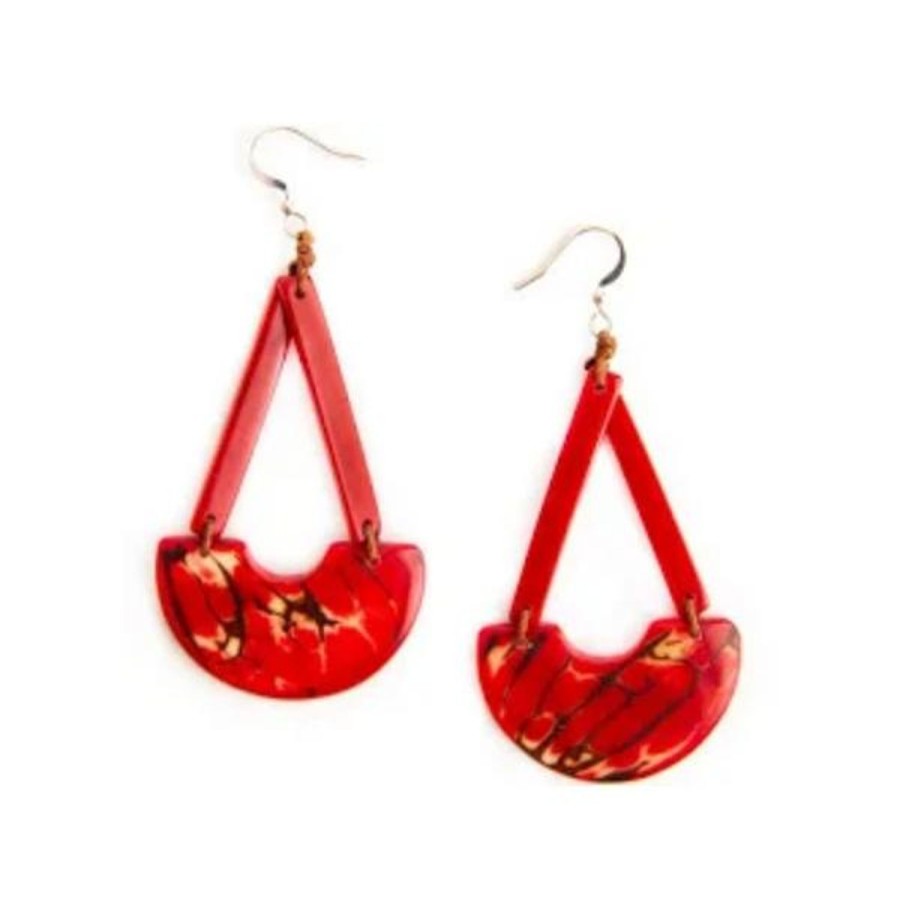 Women Jams World Jewelry | Tagua Nut Josefina Earrings - Red