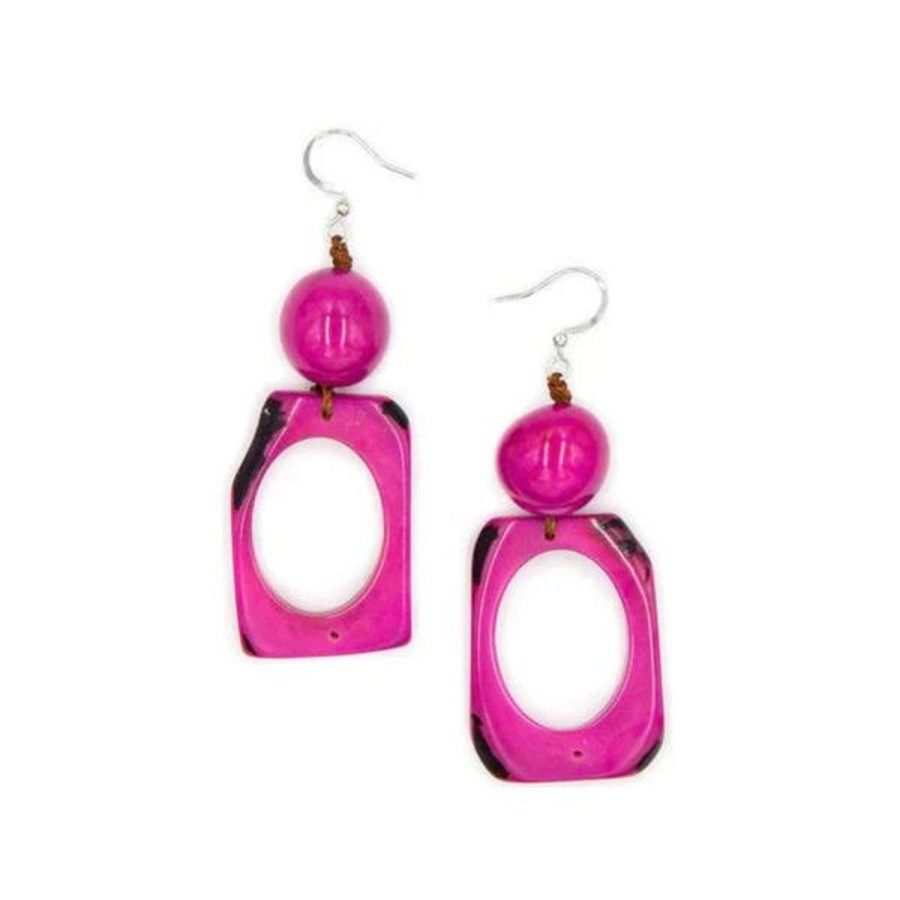 Women Jams World Jewelry | Tagua Nut Alejandra Earrings - Fuchsia