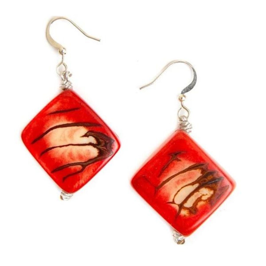 Women Jams World Jewelry | Tagua Nut Juana Earrings - Poppy Coral