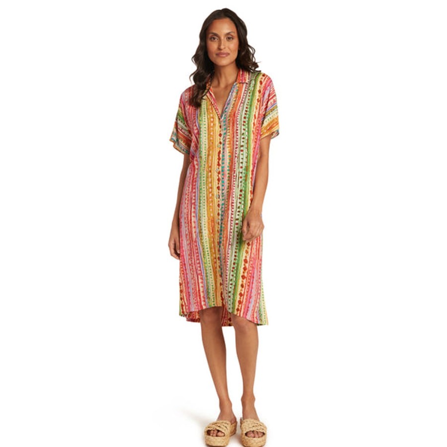 Women Jams World Beach Dresses | Shirt Dress - Candy Stripe