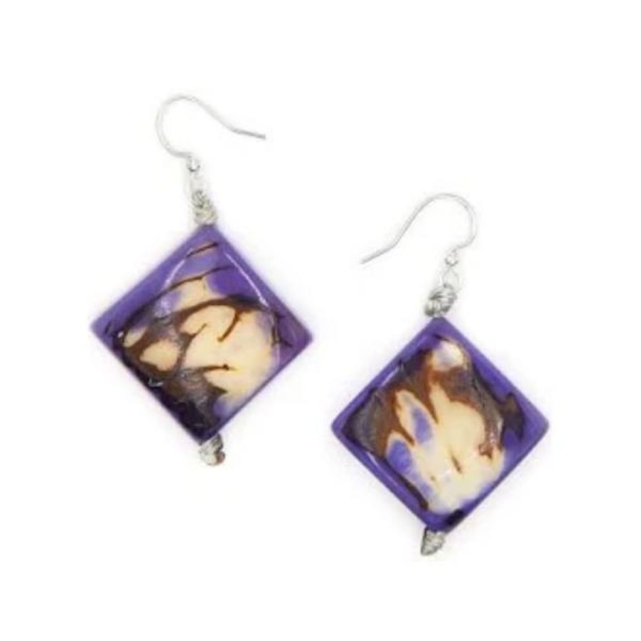 Women Jams World Jewelry | Tagua Nut Juana Earrings - Purple