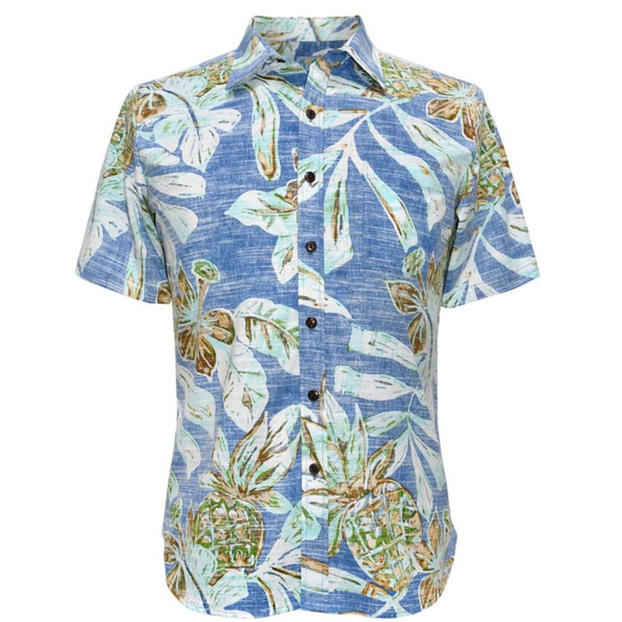 Men Jams World Cotton Shirts | Men'S Archival Collection Modern Fit Shirt - Kawai'Iki Blue Reverse