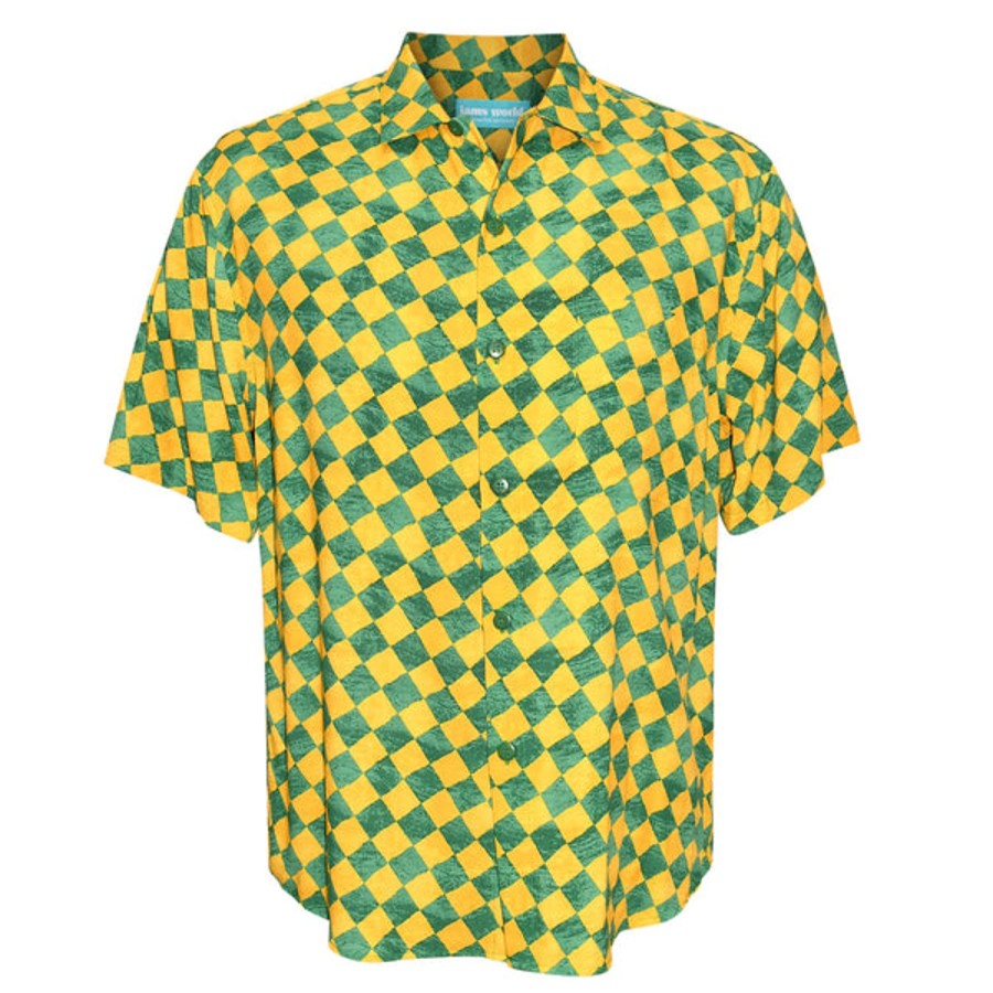 Men Jams World Rayon Classic Shirttail Hem | Rayon Classic Shirttail Hem - Folk Check Green