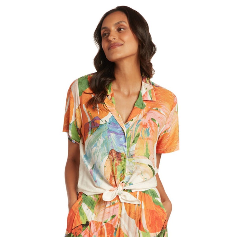 Women Jams World Print Top | Akala (Pink) Print Top - Monstera