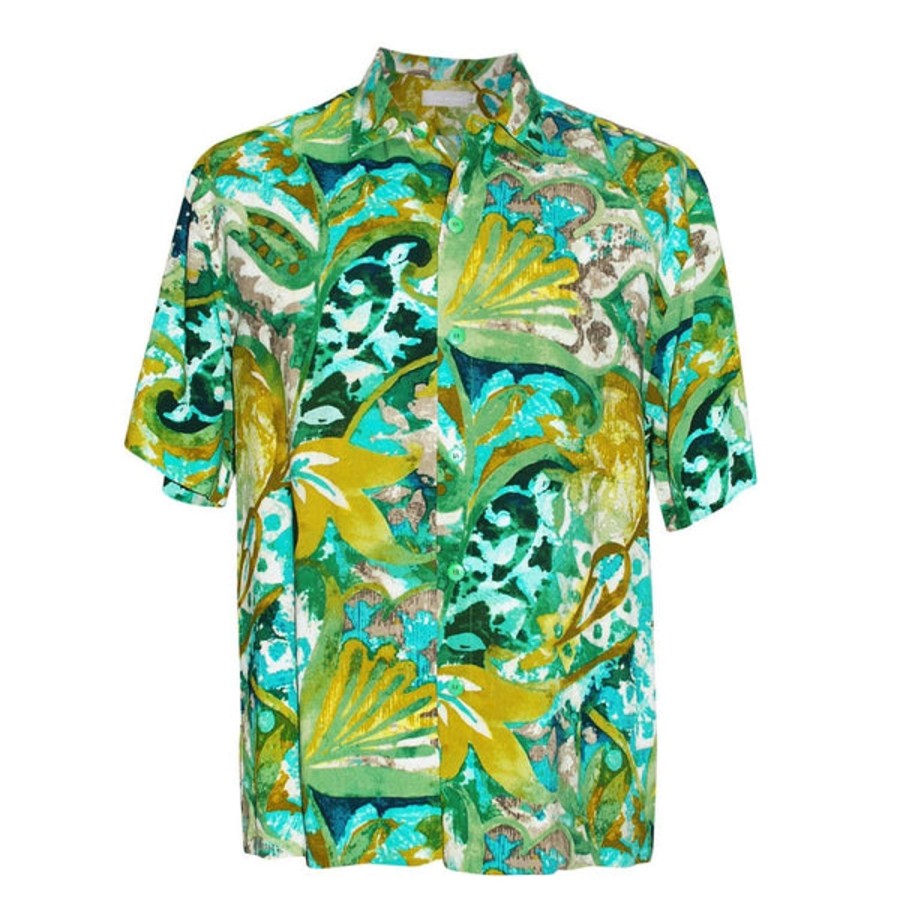 Men Jams World Retro Rayon Shirts | Men'S Retro Shirt - Mosaic Fern