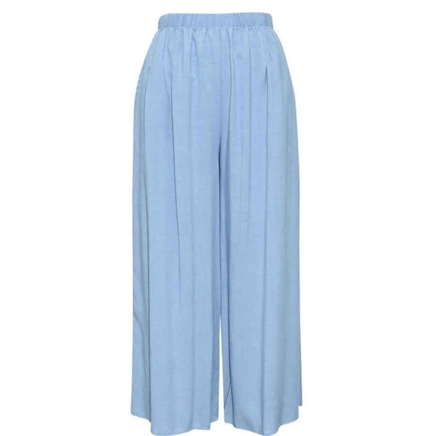 Women Jams World Pants | Solid Wide Leg Crop - Blue Gray