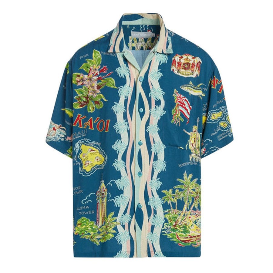 Men Jams World Retro Rayon Shirts | Men'S Retro Shirt - No Ka Oi Blue