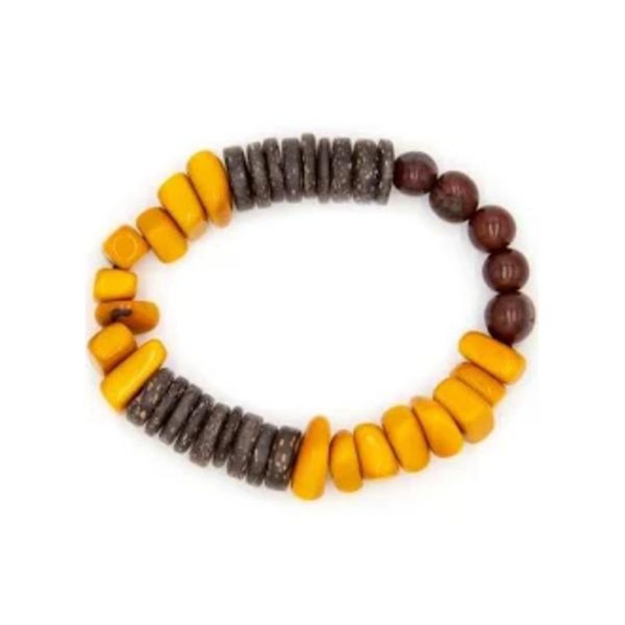 Women Jams World Jewelry | Tagua Nut Jia Bracelet - Yellow Chestnut Brown