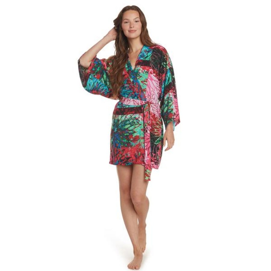 Women Jams World Short Kimono Robes | Short Kimono Robe - Fire Sky