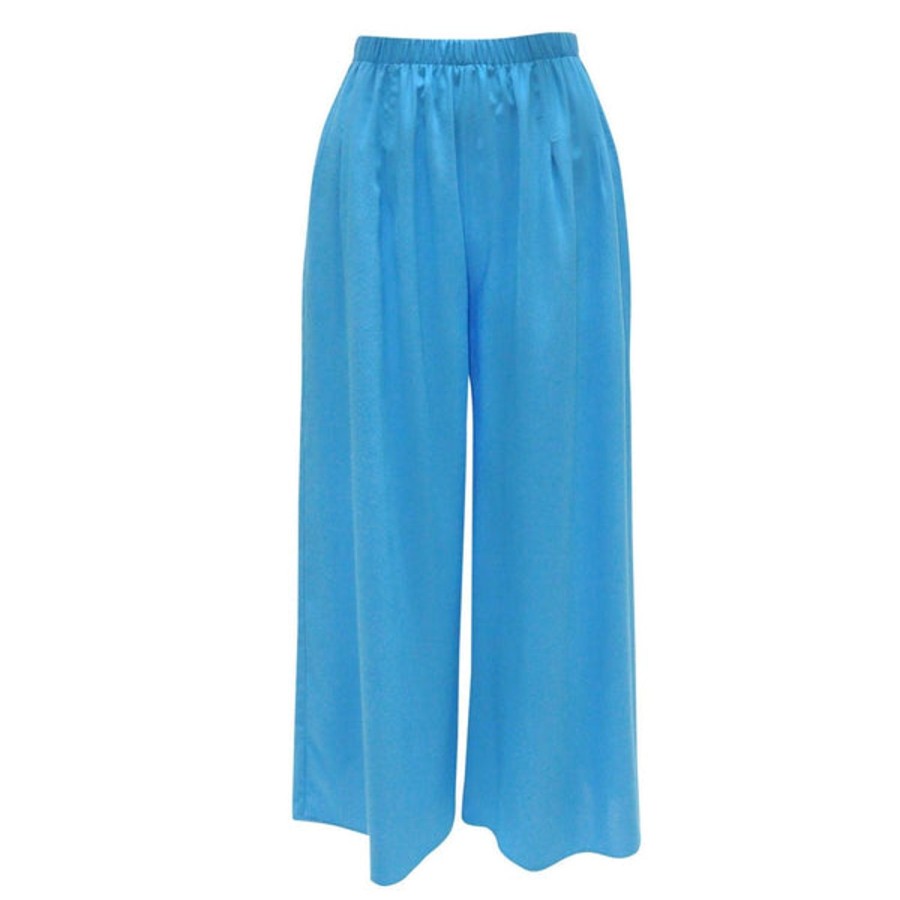 Women Jams World Pants | Solid Wide Leg Crop - Turquoise