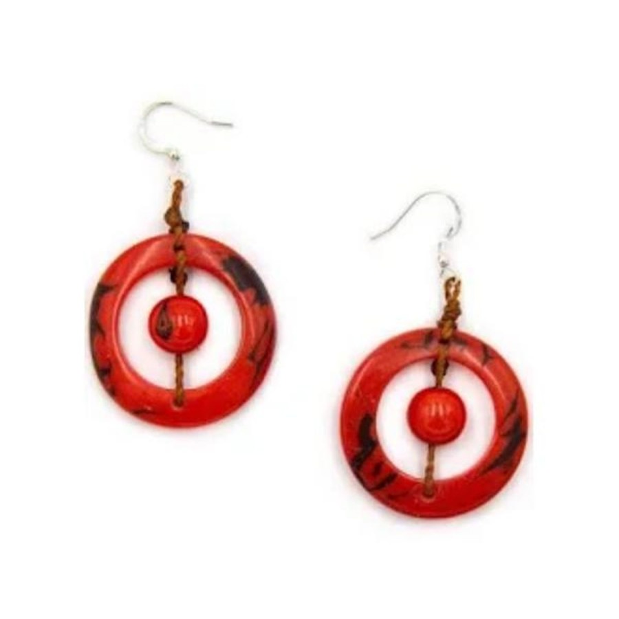 Women Jams World Jewelry | Tagua Nut Lorena Earrings - Poppy Coral