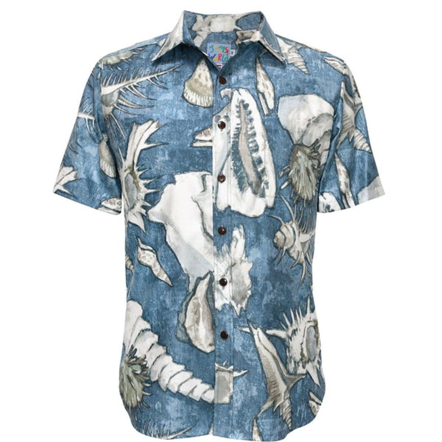 Men Jams World Cotton Shirts | Men'S Archival Collection Modern Fit Shirt - Seashore Navy Reverse