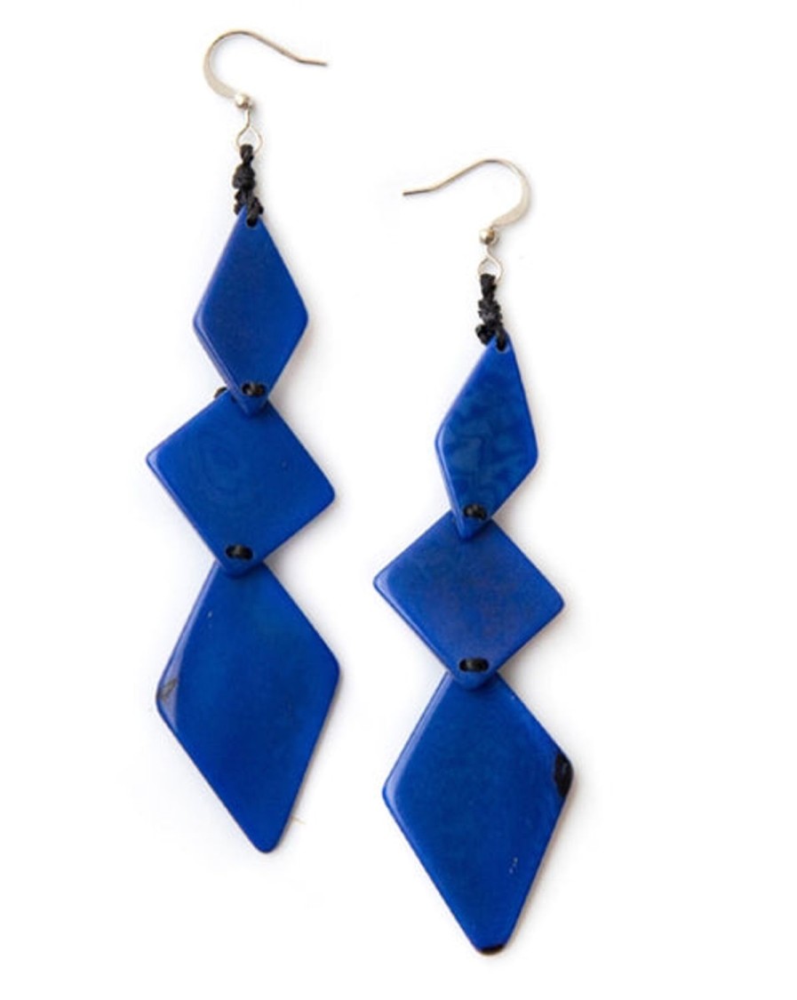 Women Jams World Jewelry | Tagua Nut Rae Earrings - Royal Blue