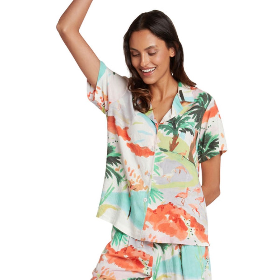 Women Jams World Print Top | Print Top - Flamingo Beach