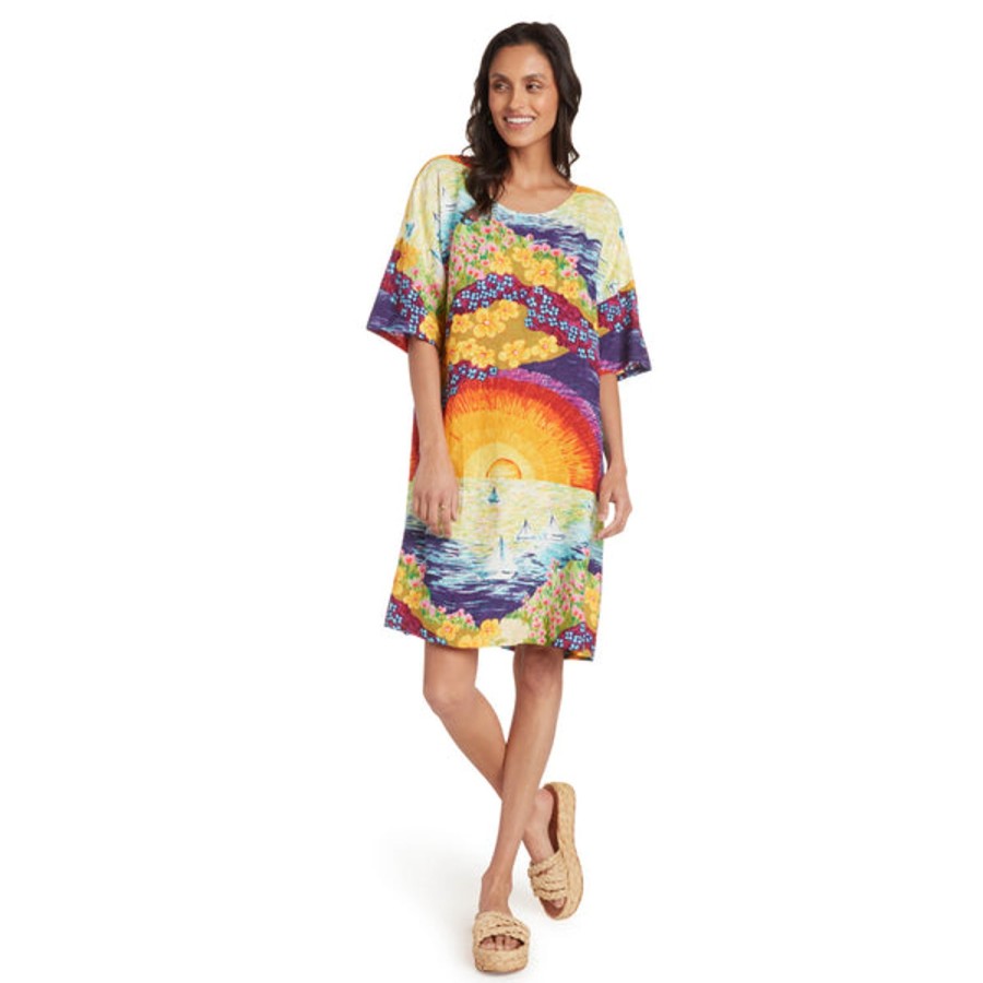 Women Jams World Beach Dresses | T-Shirt Dress - Sunset Sail