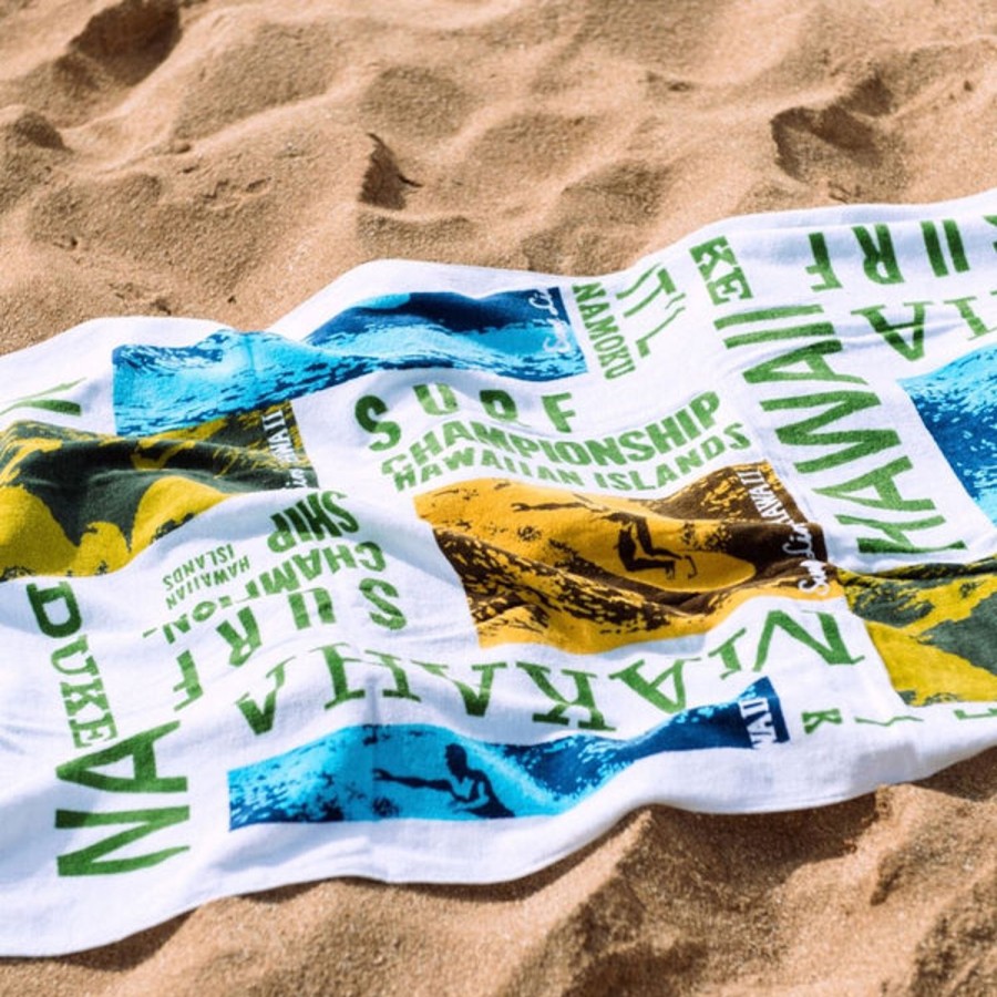 Men Jams World Towels | Surf Line Hawaii Terry Towel - Surf Contest White