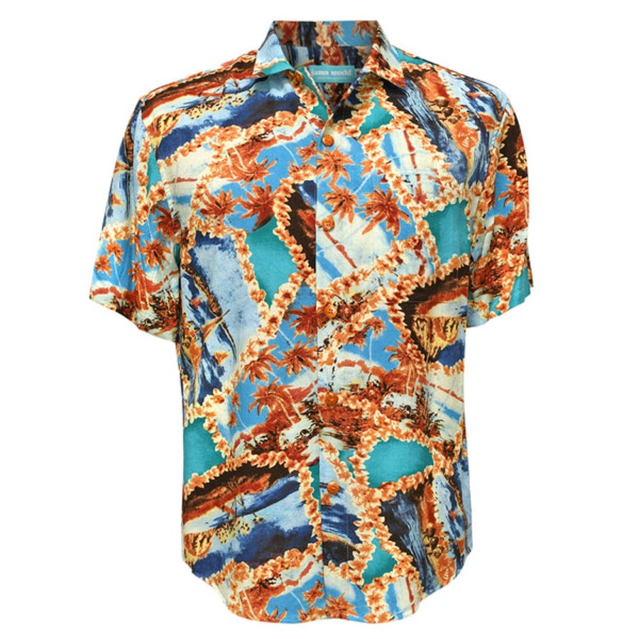 Men Jams World Rayon Classic Shirttail Hem | Rayon Classic Shirttail Hem - Retro Island