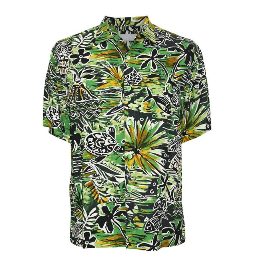 Men Jams World Retro Rayon Shirts | Men'S Retro Shirt - Honu Island Green