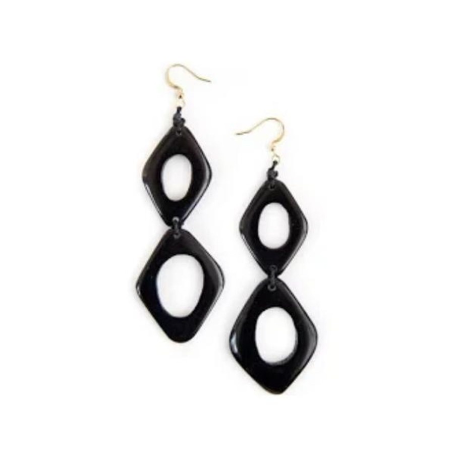 Women Jams World Jewelry | Tagua Nut Cher Earrings - Onyx/Black