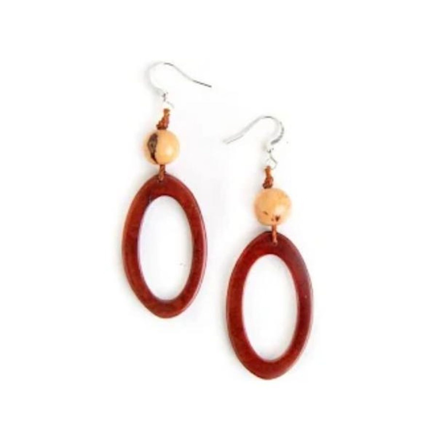 Women Jams World Jewelry | Tagua Nut Ava Earrings - Burgandy Cafe Con Leche