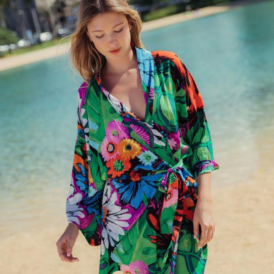 Women Jams World Short Kimono Robes | Short Kimono Robe - Flower Vibes