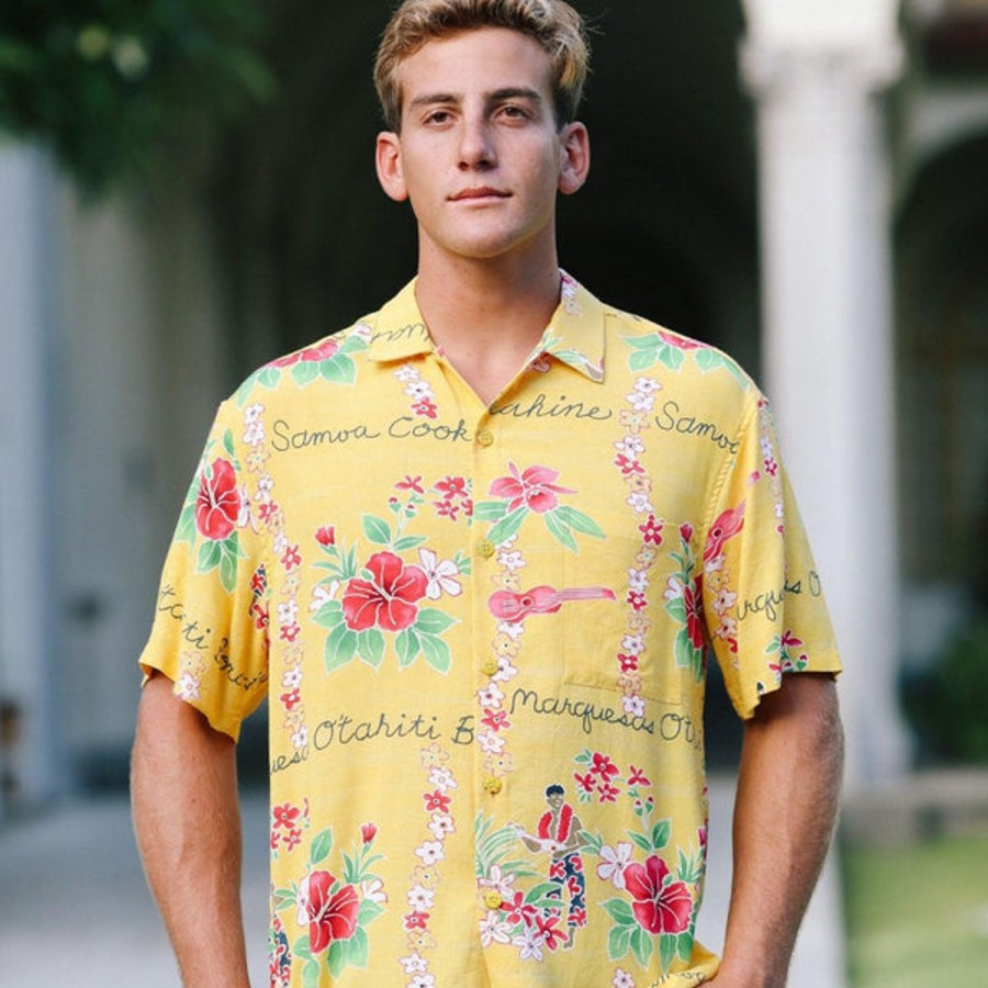 Men Jams World Retro Rayon Shirts | Men'S Retro Shirt - Island Yellow