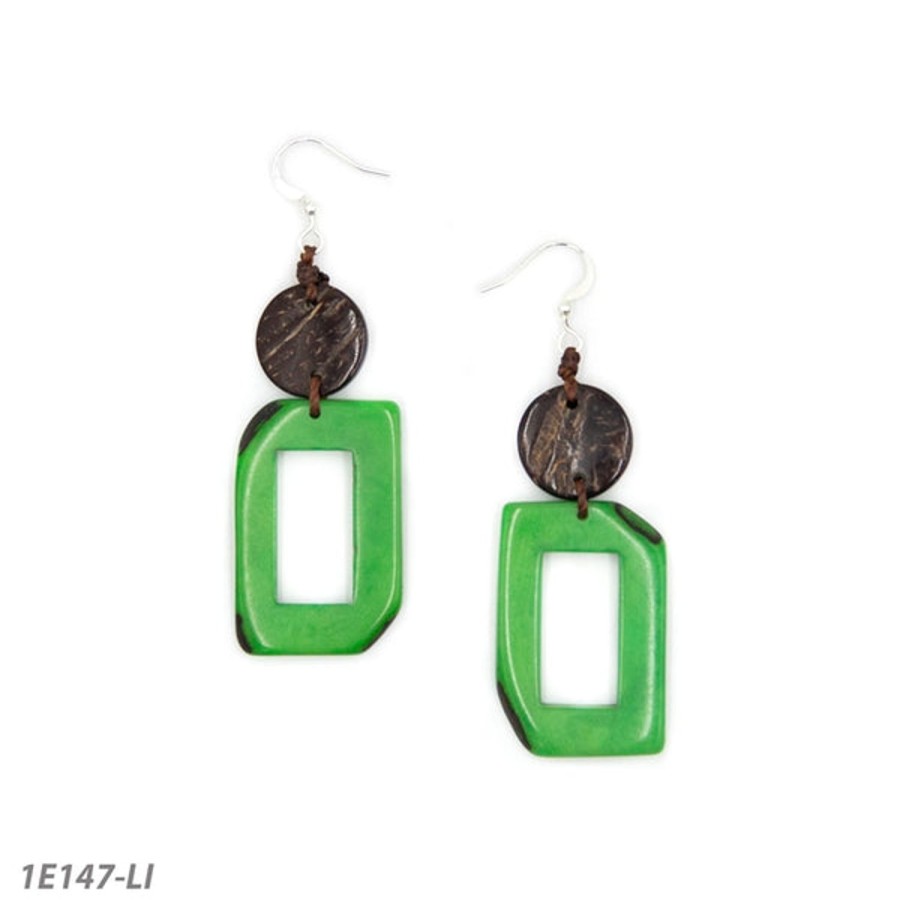 Women Jams World Jewelry | Tagua Nut Julia Earrings - Lime