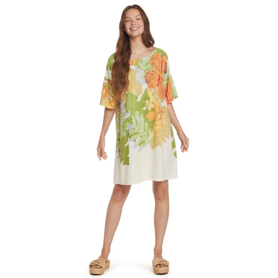 Women Jams World Beach Dresses | T-Shirt Dress - Kula White