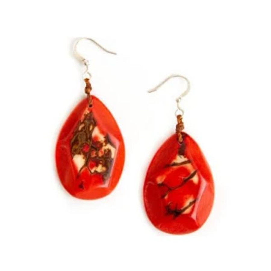 Women Jams World Jewelry | Tagua Nut Amalia Earrings - Poppy Coral