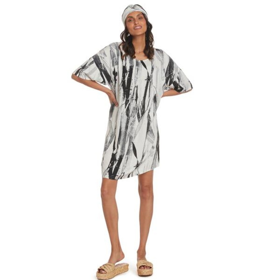 Women Jams World Beach Dresses | T-Shirt Dress - Lucky Bamboo Black