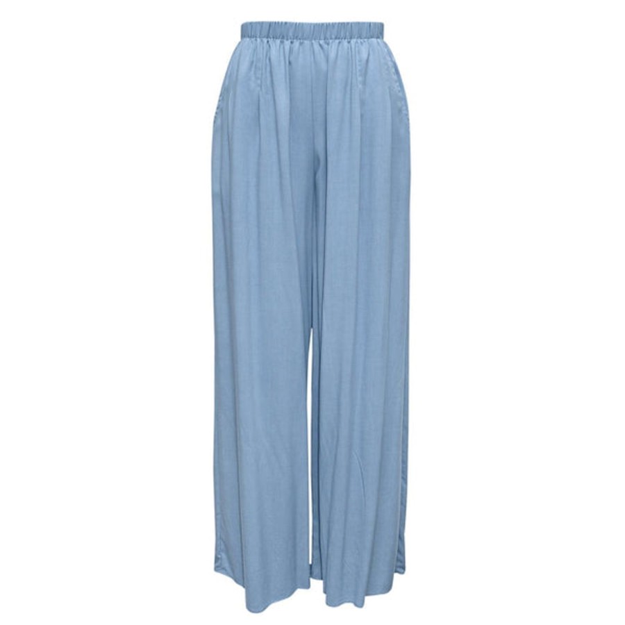 Women Jams World Pants | Solid Long Wide Leg Pants - Blue Gray