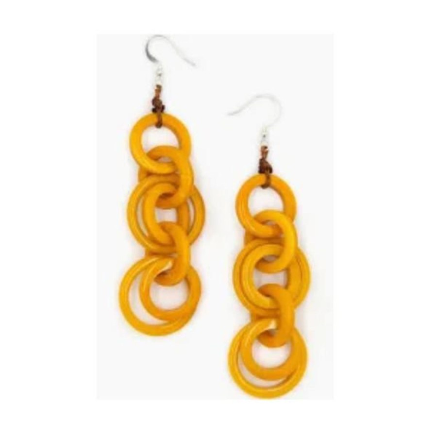 Women Jams World Jewelry | Tagua Nut Olivia Earrings - Mustard Yellow