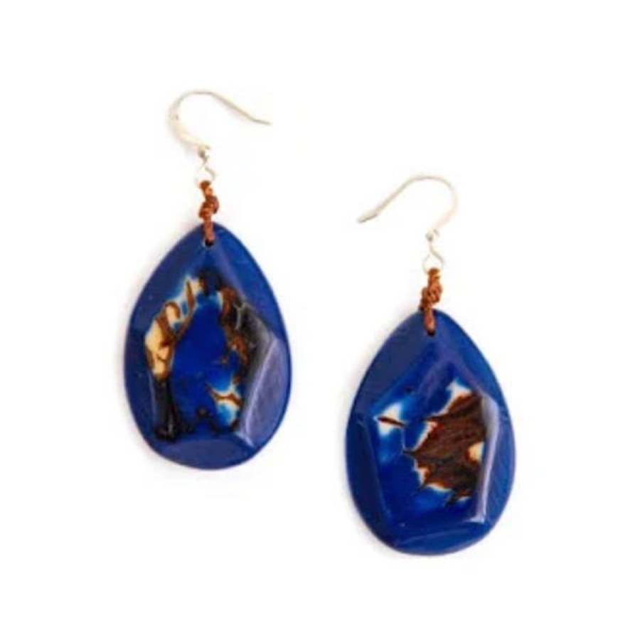 Women Jams World Jewelry | Tagua Nut Amalia Earrings - Royal Blue