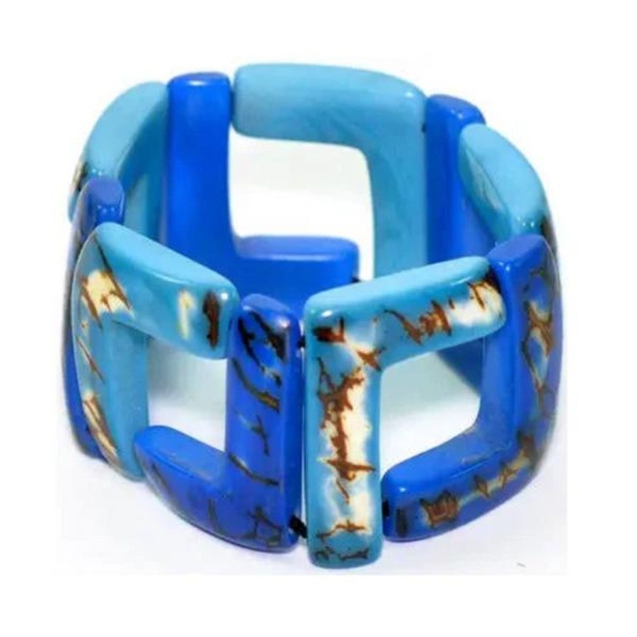 Women Jams World Jewelry | Tagua Nut Santiago Bracelet - Royal Blue / Turquoise