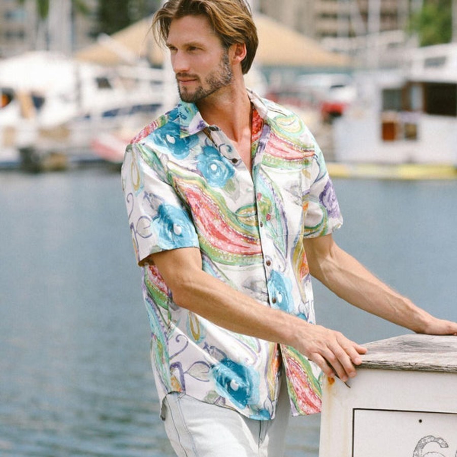 Men Jams World Cotton Shirts | Men'S Archival Collection Modern Fit Shirt - Opal Reverse