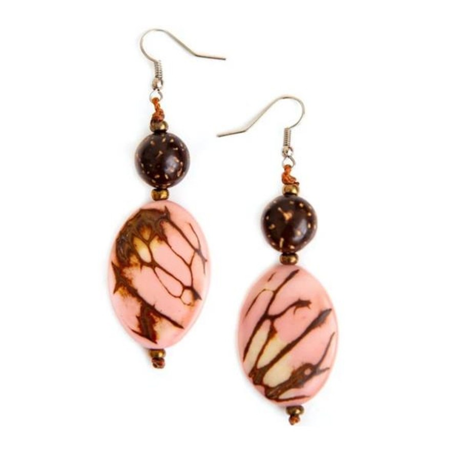 Women Jams World Jewelry | Tagua Nut Lupe Earrings - Pink