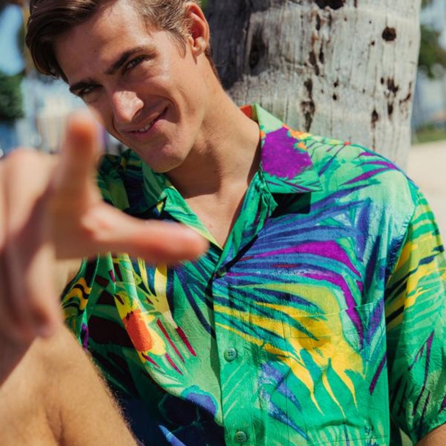 Men Jams World Retro Rayon Shirts | Men'S Retro Shirt - Jungle Palm