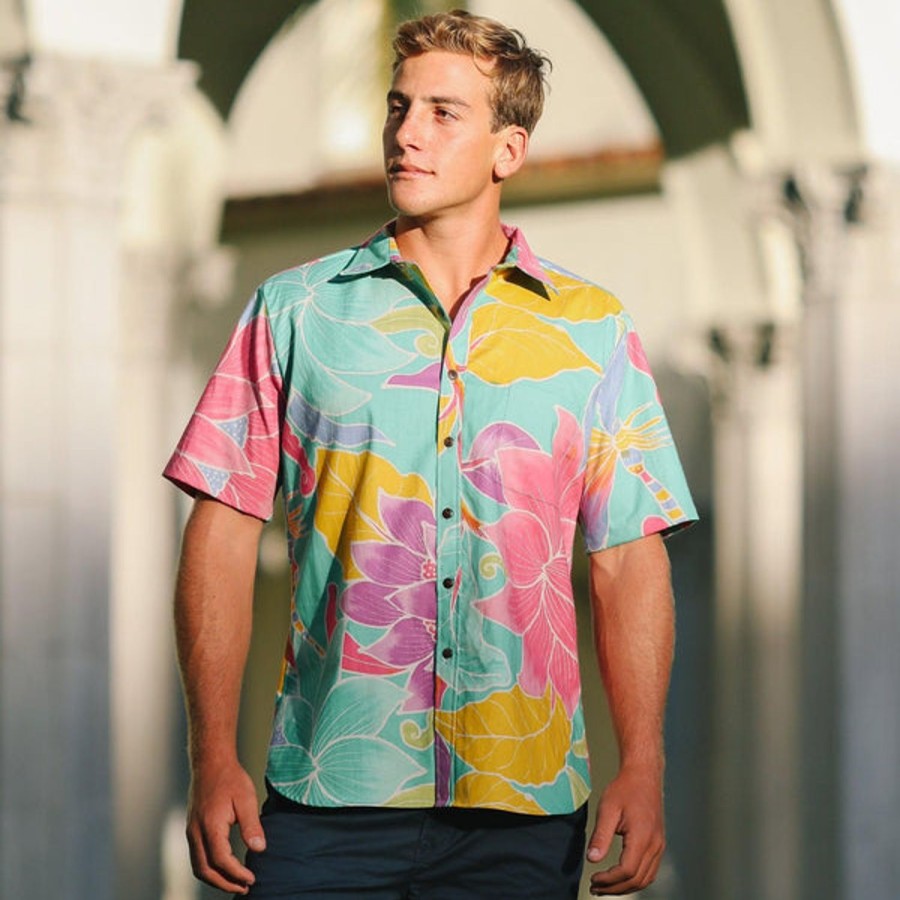 Men Jams World Cotton Shirts | Men'S Archival Collection Modern Fit Shirt - Dragon Fly Jade