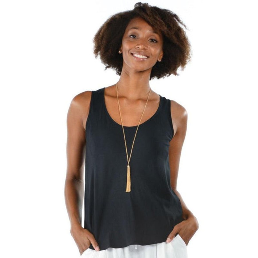 Women Jams World Tops | Solid Tank Top - Black