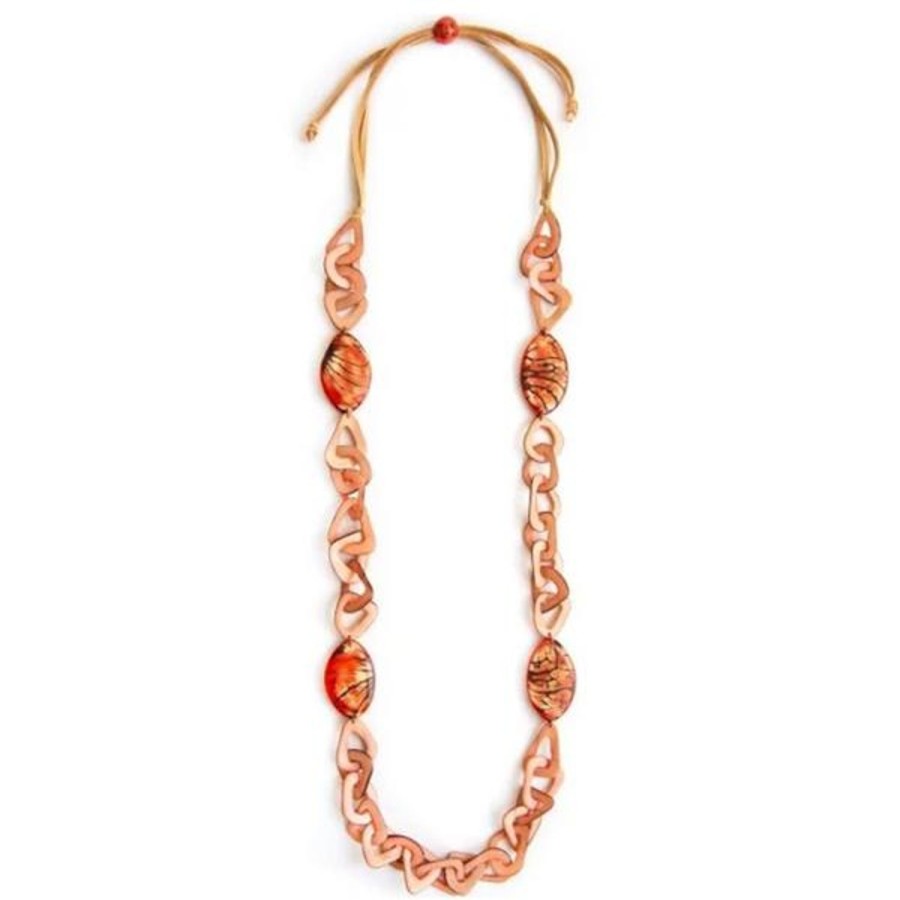 Women Jams World Jewelry | Tagua Nut Alidia Necklace - Poppy Coral Pink