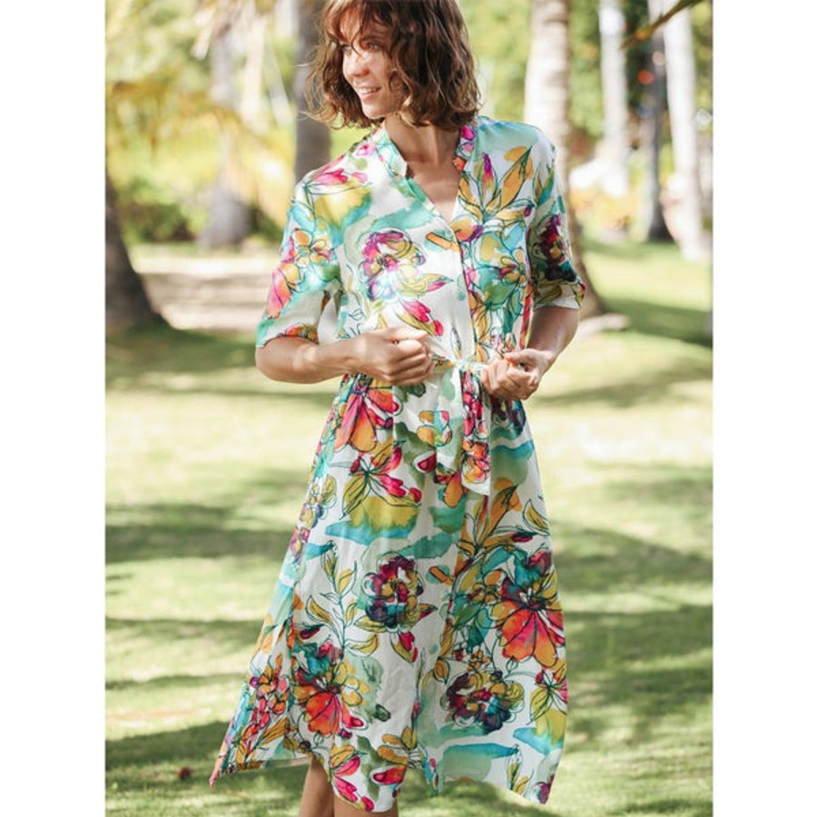 Women Jams World Beach Dresses | Button-Down Dress - Peridot