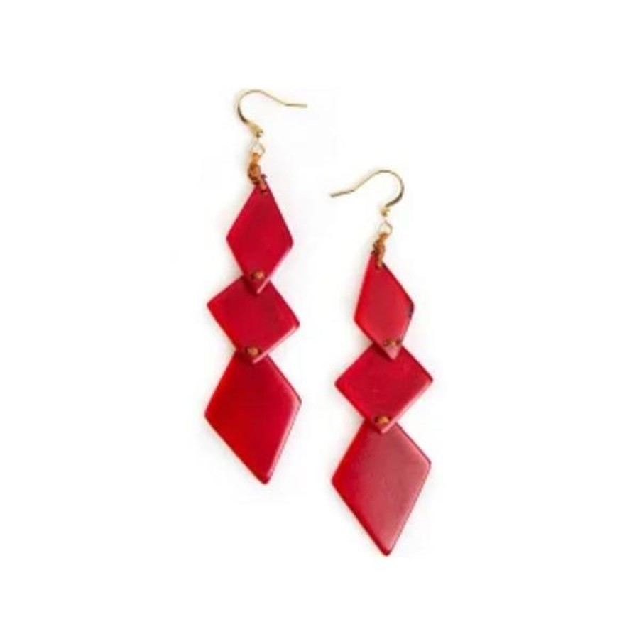 Women Jams World Jewelry | Tagua Nut Rae Earrings - Red