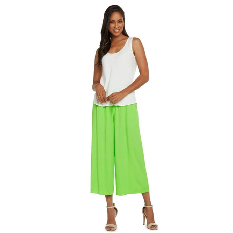 Women Jams World Pants | Solid Wide Leg Crop - Wasabi